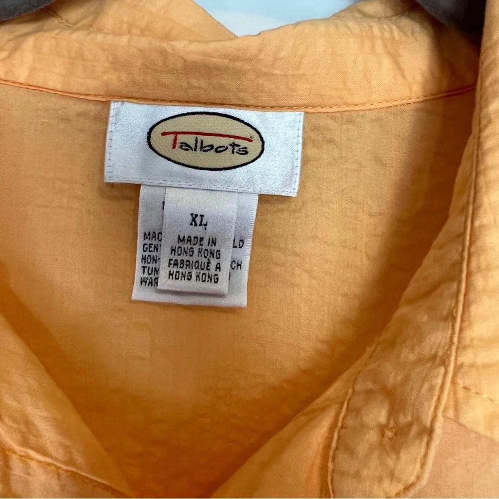 Talbots orange 3/4 sleeve button down shirt, XL - Picture 7 of 8